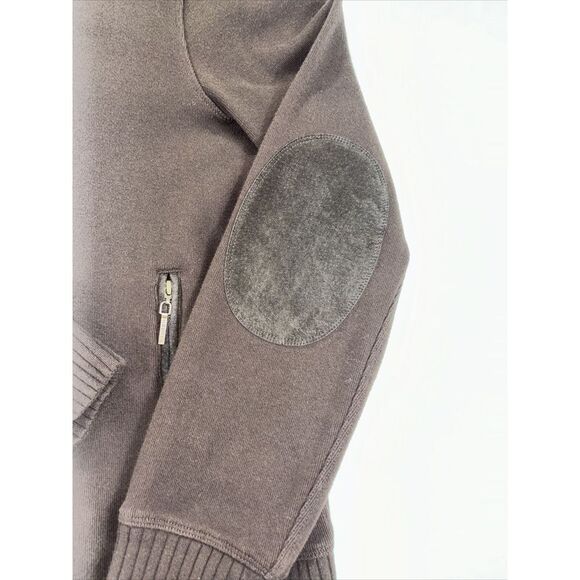 Lauren Ralph Lauren Sweater Women's S‎ Full Zip Brown Elbow Patches Knit Ribbed - Picture 12 of 16
